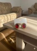 Ruby Cabochon Stud Earrings