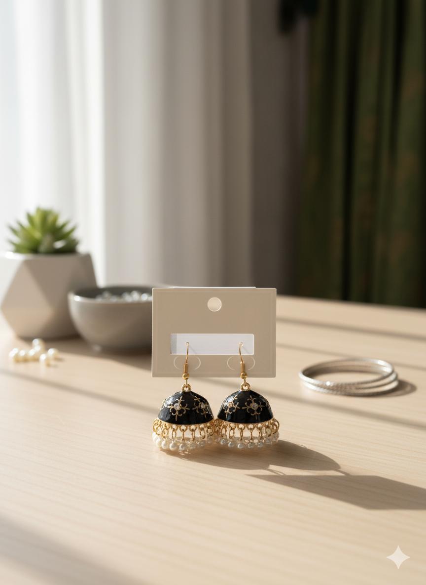 Midnight Grace Pearl Jhumkas